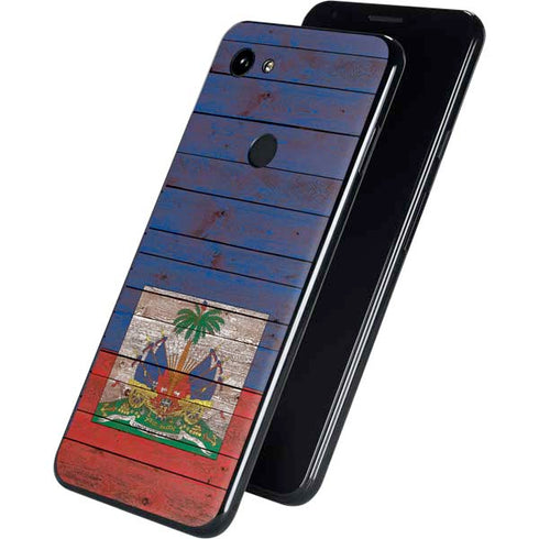Haiti Flag Dark Wood Google Pixel 3a XL Skin